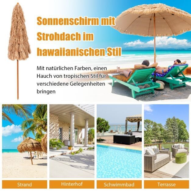 Sonnenschirm Hawaiischirm 243 cm Strohschirm Natur