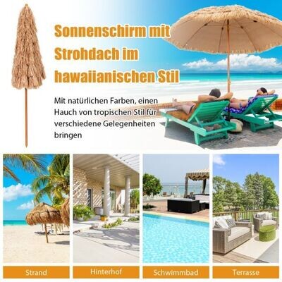 Sonnenschirm Hawaiischirm 243 cm Strohschirm Natur