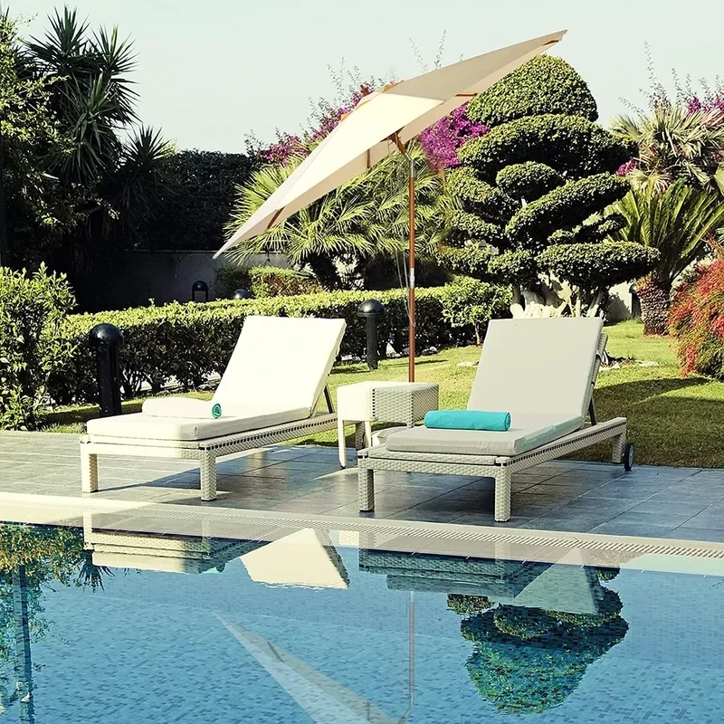 300 cm Sonnenschirm, Gartenschirm aus Holz Beidseitig um 30° Knickbar Beige