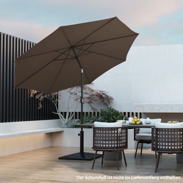 Gartenschirm Ø300cm Sonnenschirm mit 112 LED-Leuchten Kaffee