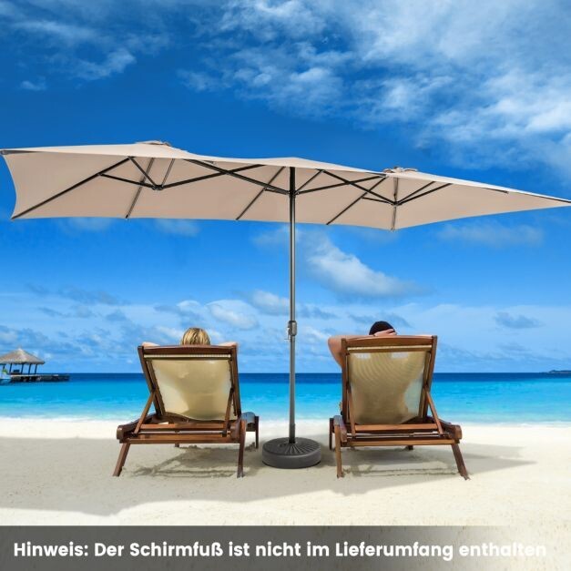Doppelsonnenschirm 426 x 265 cm Rechteckiger Sonnenschirm UV Schutz braun