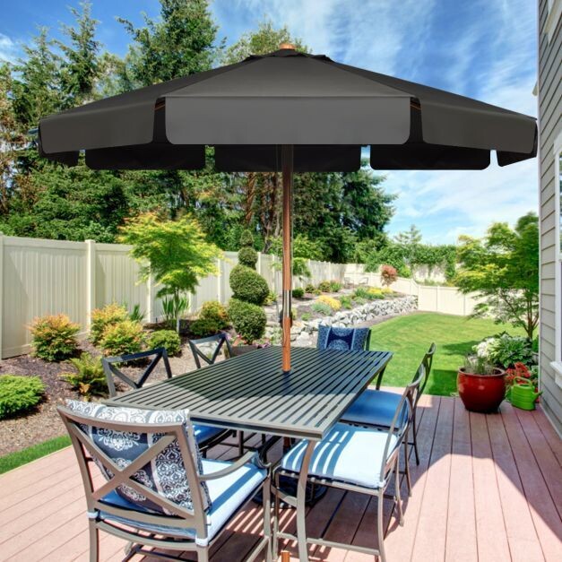 3m Kippbarer Terrassenschirm mit UV-Schutz grau