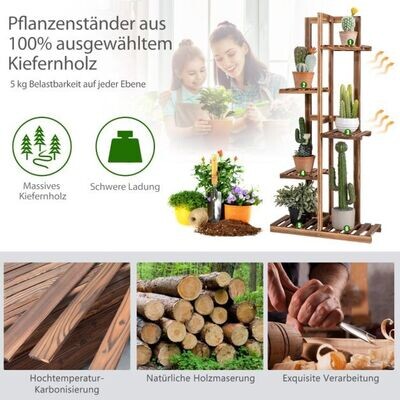 Blumenregal 5-Stöckiger Holz-Pflanzenständer 50 x 21 x 103 cm Braun