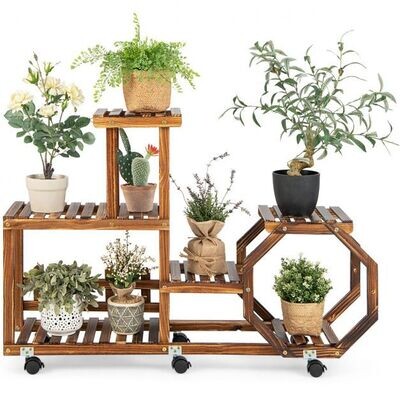 Holzregal zum Ausstellen Bewegliches Blumenregal 87,5 x 29 x 102,5 cm Natur