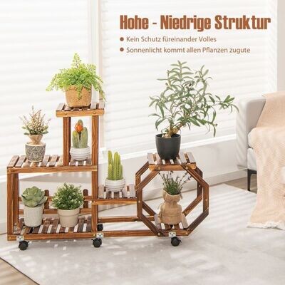 Holzregal zum Ausstellen Bewegliches Blumenregal 87,5 x 29 x 102,5 cm Natur