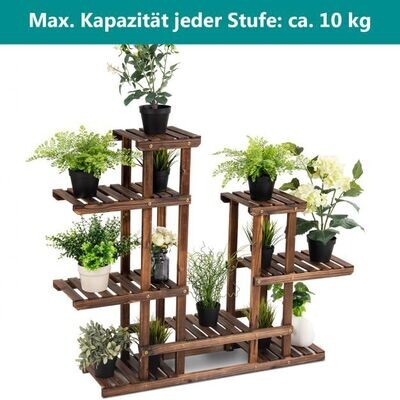 Pflanzenregal Balkon Blumenregal Blumenständer für den Garten Blumentreppe mit 6 Ebenen Holzregal 119 x 25 x 96 cm