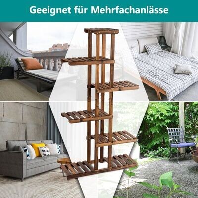 Pflanzentreppe Garten Blumenregal Blumenständer Holz 75x25x140cm