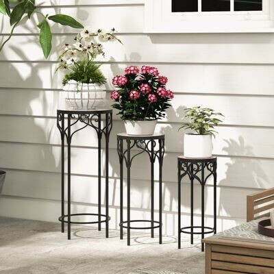 3er Set Pflanzenständer aus Metall dekorativer Blumenhalter mit Mosaiktisch 49 cm 59 cm &amp; 71 cm Höhe