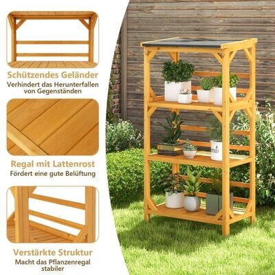 Pflanzenständer 3 Etagen Pflanzenregal Holz 70 x 49 x 137 cm Natur