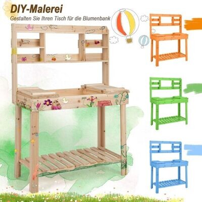 153cm Grosse Werkbank Gärtnertisch Pflanztisch aus Holz für Terrasse Garten Gewächshaus 150kg Belastbarkeit