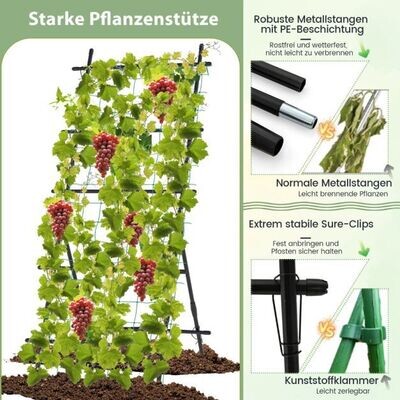 187 cm Hoher Garten-Trellis mit Netz für Gurken-Kletterpflanzen Vertikale Rankhilfe
