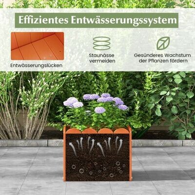 2er Set Pflanzkübel wetterfest Blumenkübel HDPE Garten Blumenkasten rechteckig 32 x 30 x 25 cm Orange