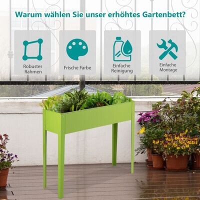 Erhöhter Pflanzkasten Metall-Hochbeet mit reichlich Pflanzfläche und mit 2 Drainagelöchern 100 x 30 x 80cm