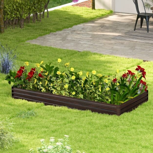 Metall Hochbeet mit Verstärkter Halterung &amp; Offener Basis Kräuterbeet 240 x 120 x 30 cm