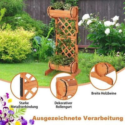Gartenbeet Hochbeet aus Holz mit Spalier 45,5 x 36 x 113 cm Orange