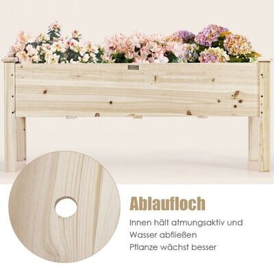 Hochbeet Pflanzkasten Pflanztrog Hochbeet aus Tannenholz erhöhter Pflanzkasten Gartenbausatz 120 x 43,5 x 51 cm
