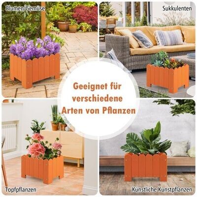 2er Pflanzkübel wetterfest Blumenkübel HDPE Garten Blumenkasten rechteckig 45 x 32 x 30 cm Orange