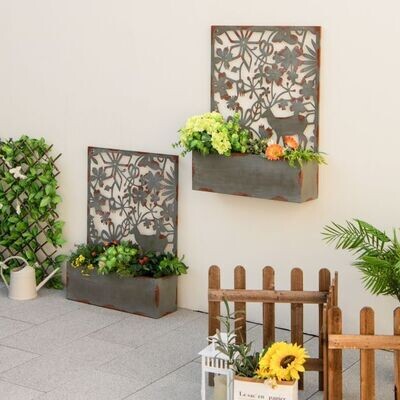 Dekorative erhöhte Gartenbeet-Set mit 2 Stück Metallhochbeete 60 x 17 x 80 cm Rost