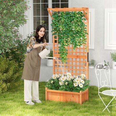 Blumenkasten mit Spalier & Dach & Rankgitter & Drainagelöchern Pflanzkasten 75 x 33 x 181 cm
