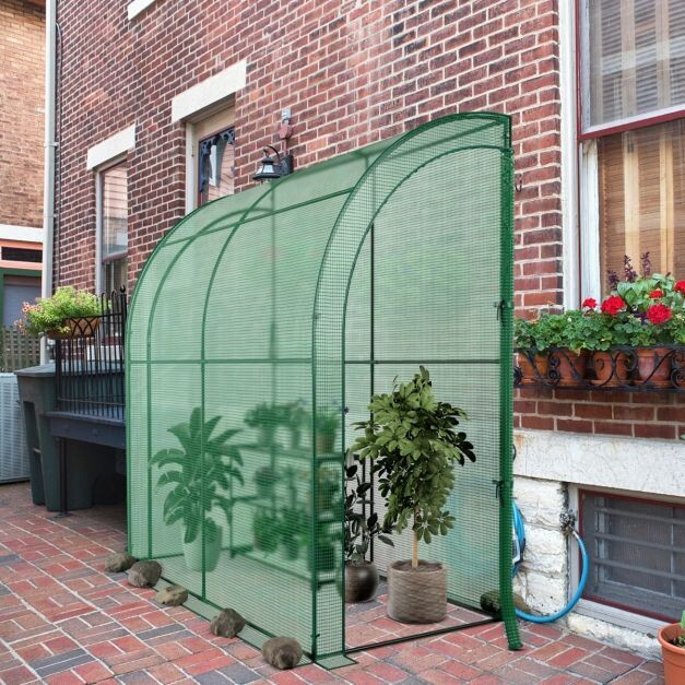 Foliengewächshaus begehbares Mini-Gewächshaus mit Blumenregal 198,5 x 98 x 215 cm Grün