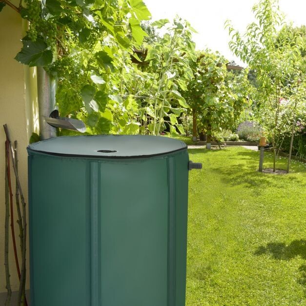 225 L faltbare Regentonne Wasserspeicher 60cm x 60cm x 80cm Dunkelgrün