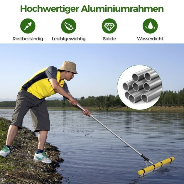 Schwimmender Weed-See-Rechen mit 92 cm Rechenkopf 92 x 12 x 156-230 cm