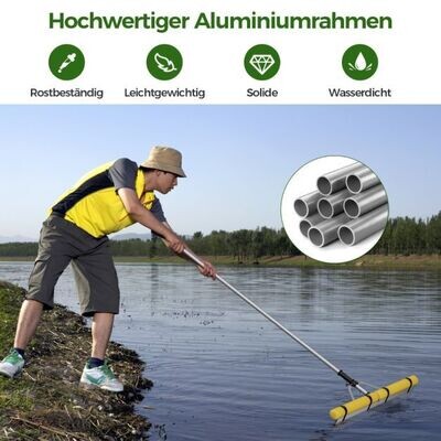 Schwimmender Weed-See-Rechen mit 92 cm Rechenkopf 92 x 12 x 156-230 cm