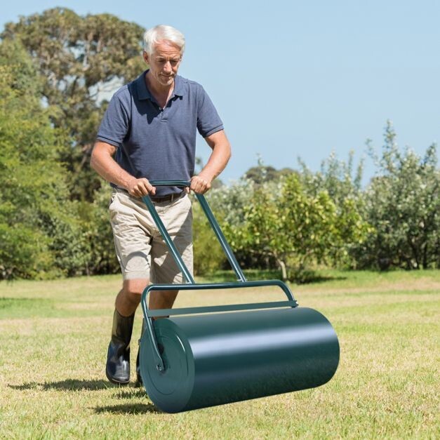 Stahl Walze Rasenroller mit U-förmigem Griff Grün