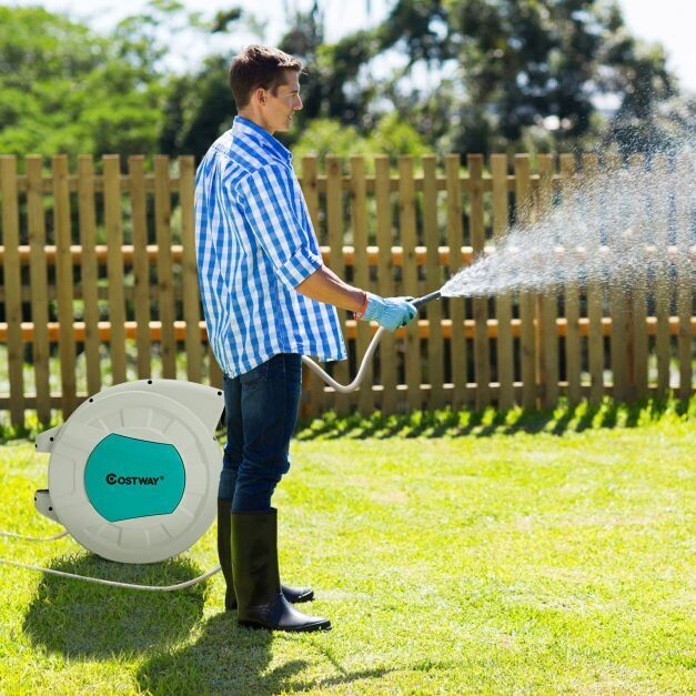 Einziehbare Gartenschlauchtrommel Schlauchtrommel für Wandmontage Hochleistungs-Wasserschlauchtrommel 19,5 m