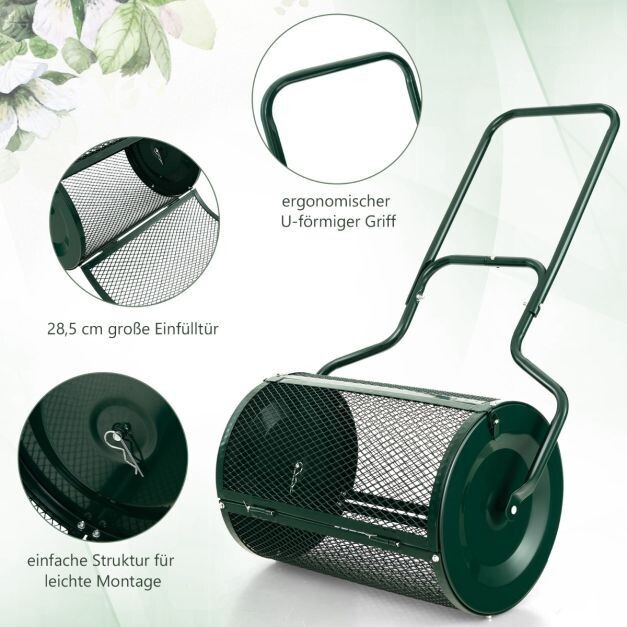 68 cm Breiter Kompoststreuer, Düngerstreuer mit U-förmigem Griff Grün