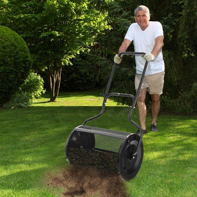 68 cm Breiter Kompoststreuer, Düngerstreuer mit U-förmigem Griff schwarz
