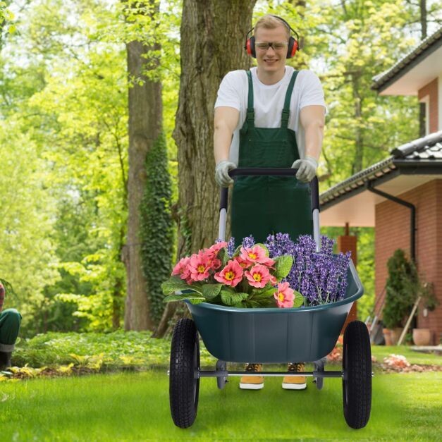 2-rädrige Schubkarre / Garette für den Garten Schwerlast-Schublade 145 x 65 x 65 cm Grün
