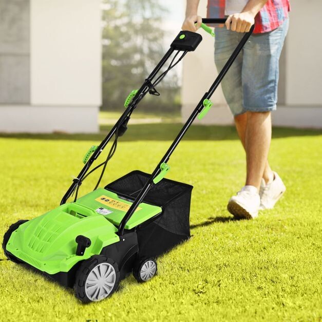 Elektro Vertikutierer Rasenlüfter 1500W 3 Stufen Arbeitstiefe 32 cm Arbeitsbreite 104,5 x 51 x 103 cm Grün