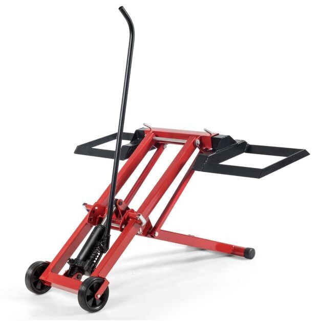Hydraulischer Rasentraktor-Heber mit Tragfähigkeit von 225 kg Hebevorrichtung für Rasenmäher Rot