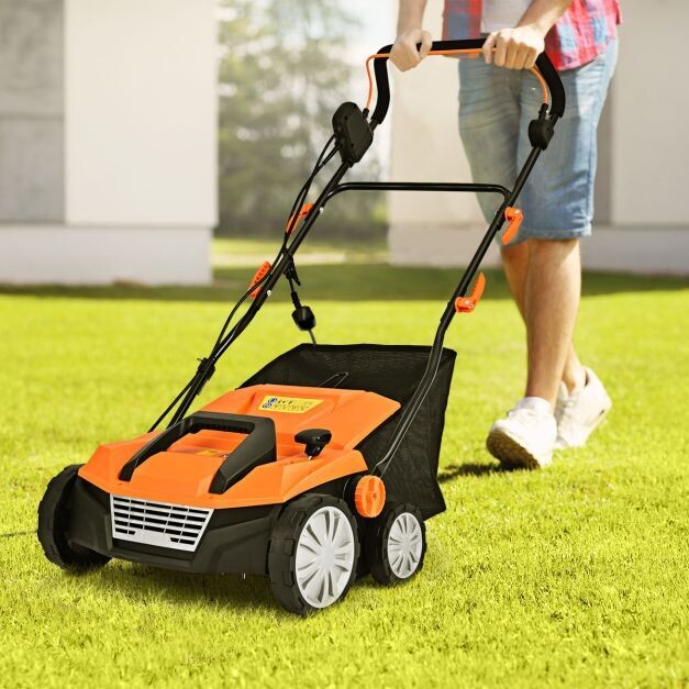 Elektro Vertikutierer Rasenlüfter 1800W 2 Stufen Arbeitstiefe 67 x 58 x 86 - 104 cm Orange