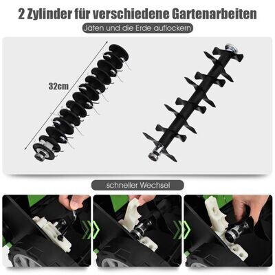 Elektro Vertikutierer Rasenlüfter 1800W 2 Stufen Arbeitstiefe 67 x 58 x 86 - 104 cm grün