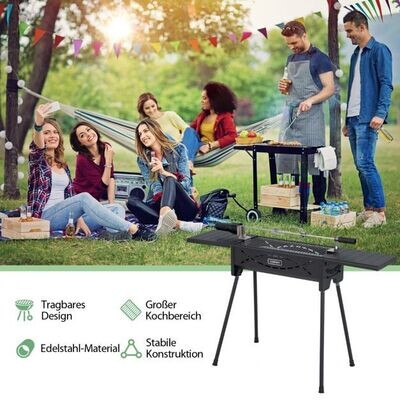Holzkohlegrill Outdoor-Grill mit elektrischem Drehspiess Holzkohle-Grillstation für BBQ 108 x 41 x 75 cm