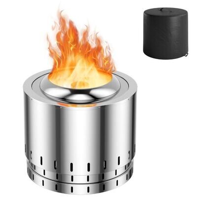 Rauchfreier Feuerkorb aus Edelstahl für Camping und Garten Silber