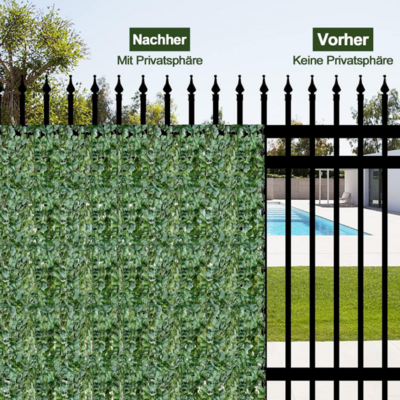 Künstlicher Efeu Garten Sichtschutz Balkonsichtschutz Blätteroptik Windschutz 150 x 240 cm Grün