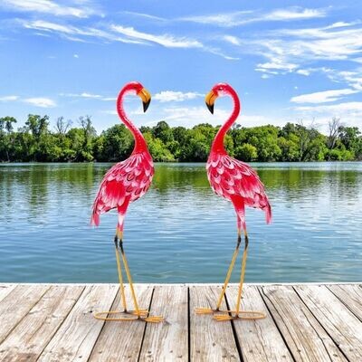Flamingo-Dekoration 2-Teiliges Gartenstatuen-Set
