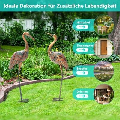2 Kranichskulpturen 2-Teiliges Kranich-Gartenstatuen-Set