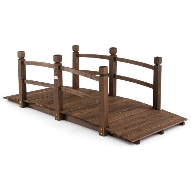 1.7 m lange Gartenbrücke aus Holz Dekorativer Gartenteichsteg 180 kg Belastbar