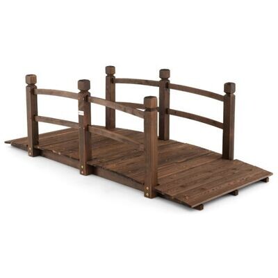 1.7 m lange Gartenbrücke aus Holz Dekorativer Gartenteichsteg 180 kg Belastbar
