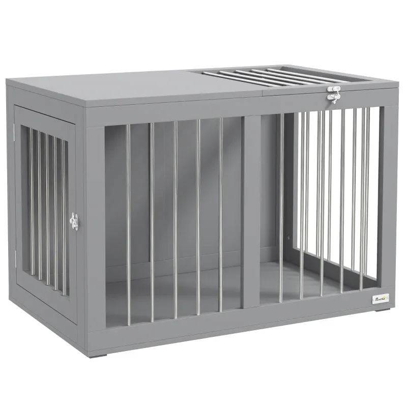 Hundebox Hundetransportbox, 2 Türen, verriegelbar, 80 cm x 50 cm x 56,5 cm, Grau