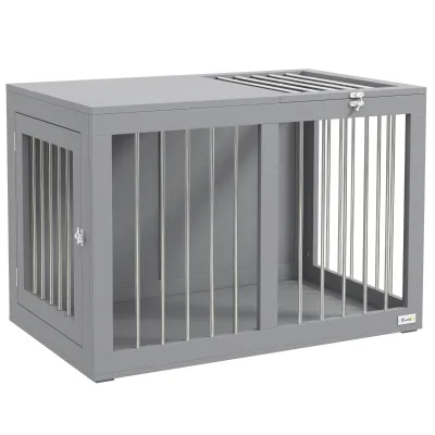 Hundebox Hundetransportbox, 2 Türen, verriegelbar, 80 cm x 50 cm x 56,5 cm, Grau