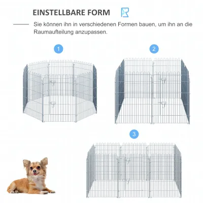 Freilaufgehege Welpenauslauf Welpengitter 8-teilig Maße: 63x91cm