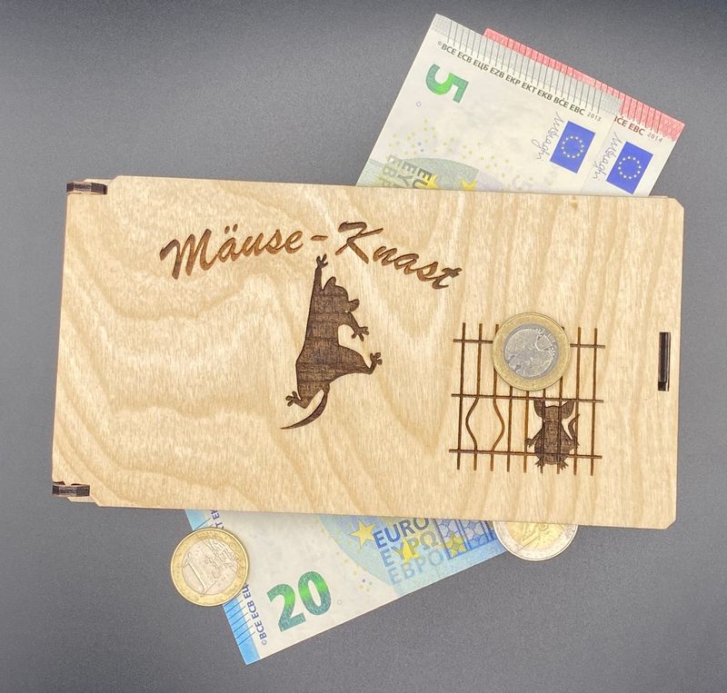 Geldgeschenk Box Mäuse-Knast mit Wunschtext