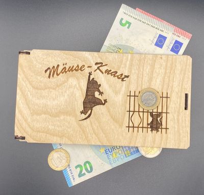 Geldgeschenk Box Mäuse-Knast mit Wunschtext