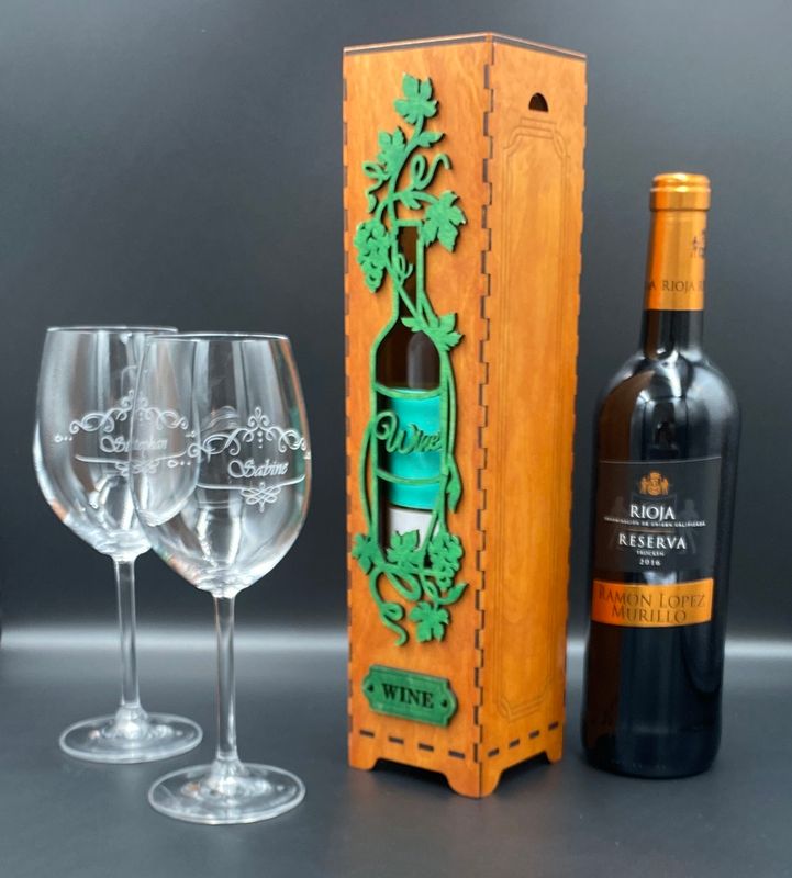 Weinkiste Wein-Geschenkbox mit Wunschtext / Motiv