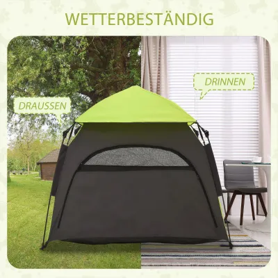 Haustierzelt Hundezelt Outdoor Camping Hundehütte Grün + Schwarz